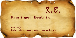 Kroninger Beatrix névjegykártya