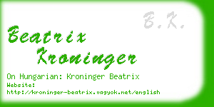 beatrix kroninger business card